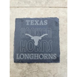 Texas Longhorns Laser Engraved slate coasters,  Set Of 6