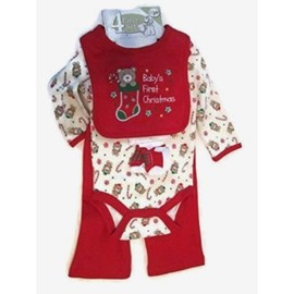 Baby Gear Baby's First Christmas 4-piece Set Size 6-9 Months Red (3-6, Red/Bears)
