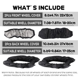 4Pcs Baby Stroller Wheel Cover,Dustproof Kid Baby Wheelchair Protector Baby Stroller Wheel Covers Pushchair Wheel Cover Stroller Accessory (2Pcs M + 2 Pcs L)
