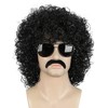 Yuehong Men Black Curly Fluffy Jumbo Afro Wig 70s 80s