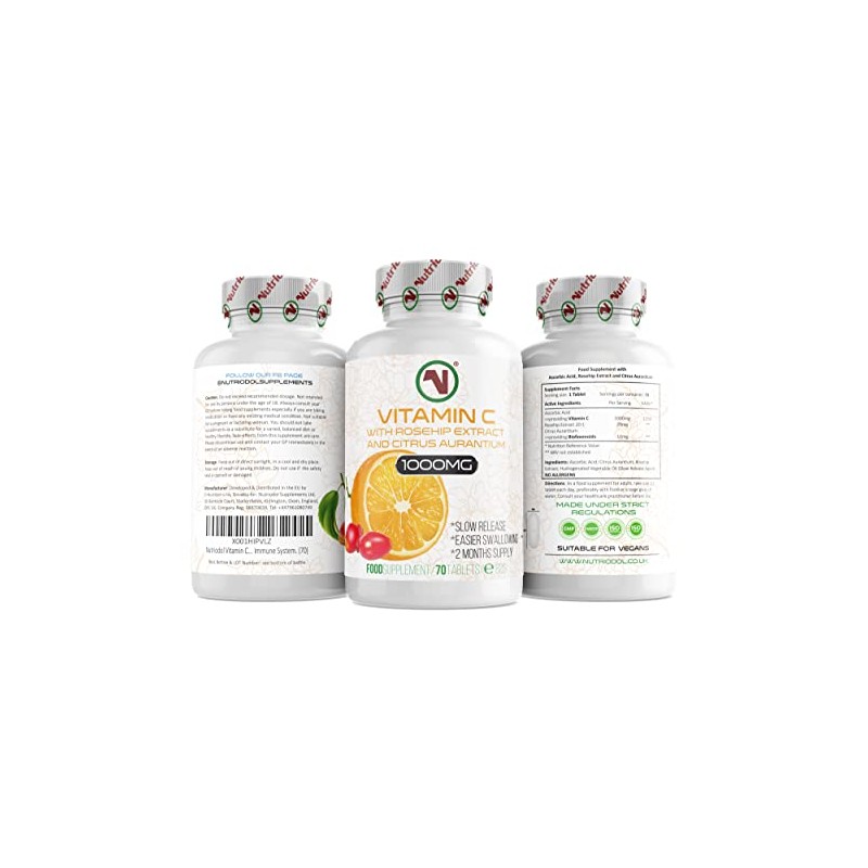 Nutriodol Vitamin C with Rosehip & Bioflavonoids Tablets x 70