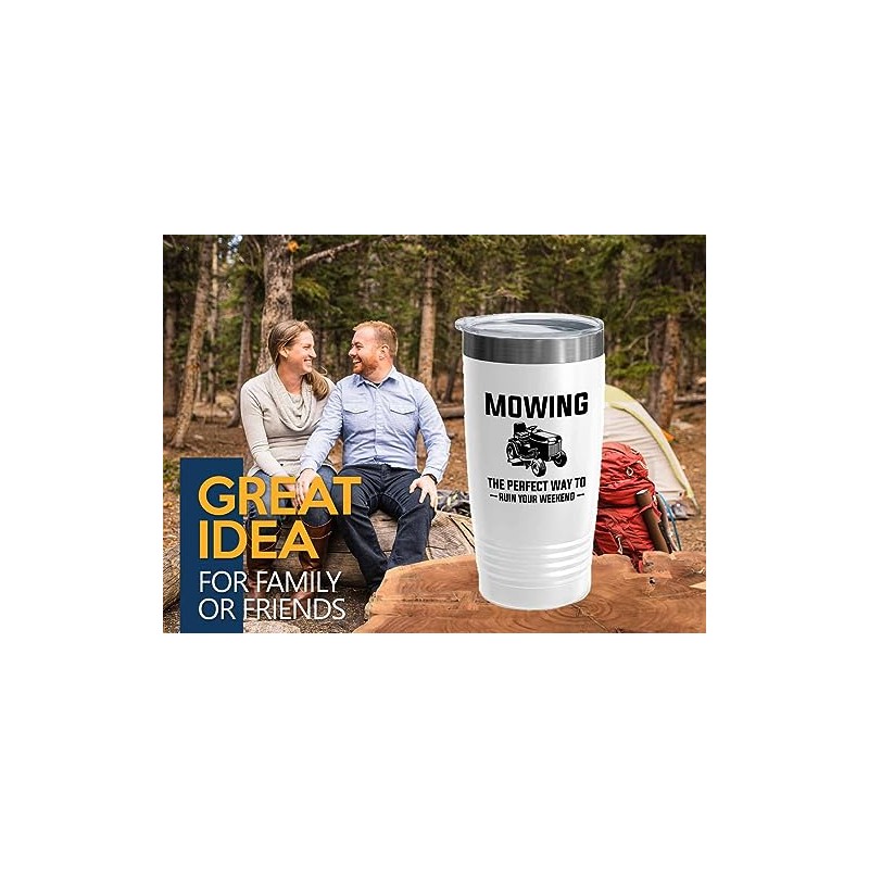 Lawn Mower White Edition Tumbler 20oz - Mowing the perfect