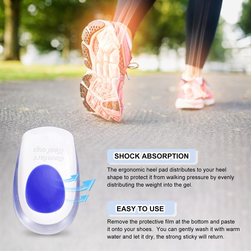 PATIKIL Gel Heel Cups, 4 Pairs Silicone Heel Pads for