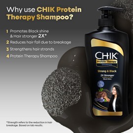 Chik Protein Therapy Shampoo| For Strong & Black Hair | With The Goodness Of Black Tea, and Flax Seeds | 650ml