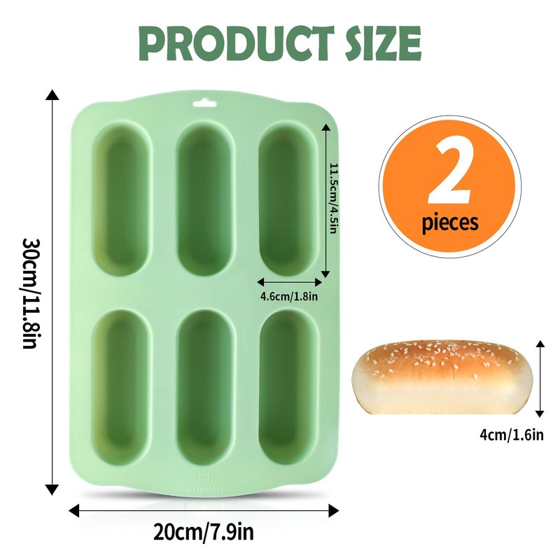 QELEG - Molde de silicona antiadherente para panecillos de perritos