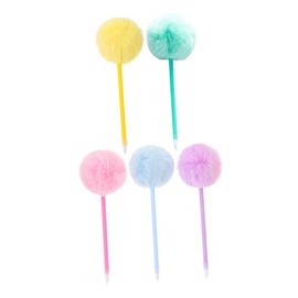 Operitacx 1set Cute Hair Ball Pen Cartoon Pens Colorful Ballpoint Pens Cute Pens Storage Wall Sunglasses Furry Pens Puffy Pens Fluffy Pen Plush Ball Writing Pens Plush Ballpoint Pen Pp 5pcs
