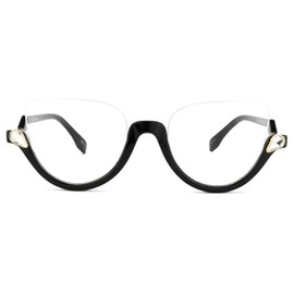 Zeelool Stylish Semi-rimless Cat Eye Glasses Frame for Women with Non-prescription Clear Lens Felicia VHP0189-06 Black