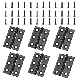 6PCS Black Hinges, Butt Hinges, 2.5 inch Black Hinge with 36 Screws, Small Hinge for Internal Doors, Wood, Cupboard, Cabinet
