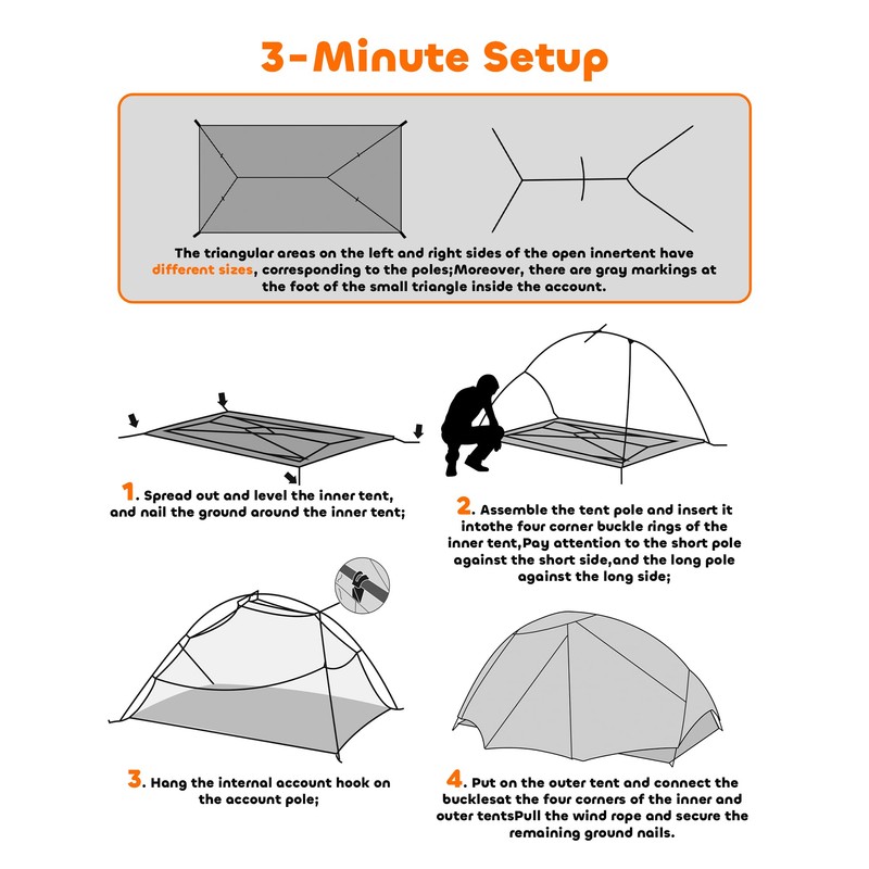 2 Person Backpacking Tent - 3 Season Waterproof Ultralight Compact，Aluminum