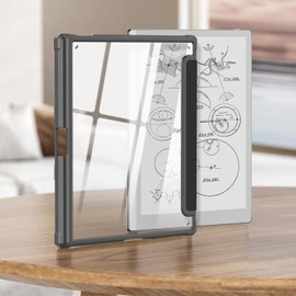 Xuanbeier Case Compatible with BOOX Tablet Go 10.3 ePaper E Ink Tablet,Hard Transparent Back Protective Cover with Pen Holder,Auto Wake/Sleep,Black