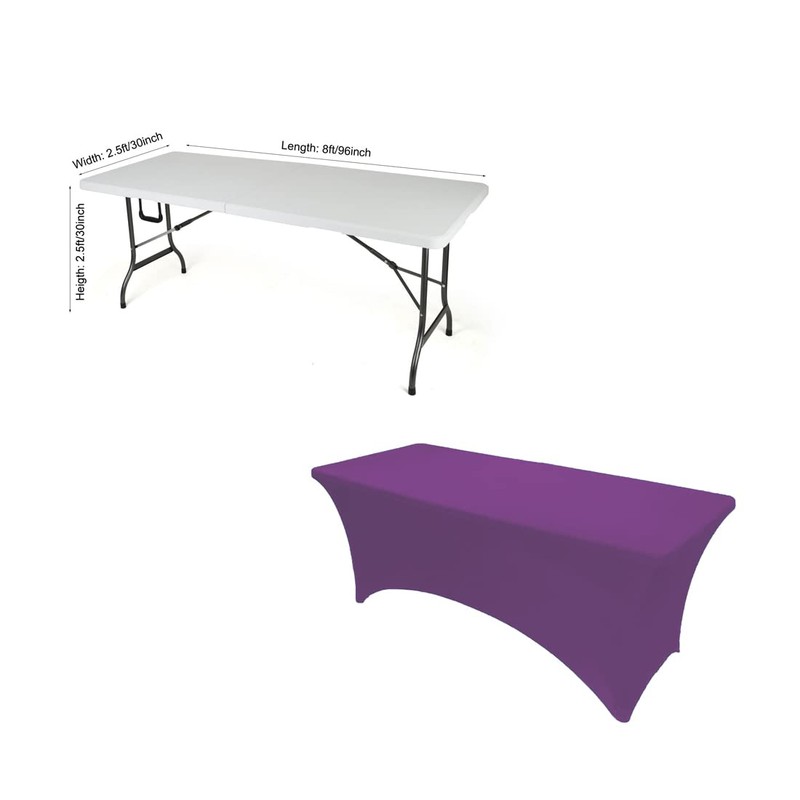Gowinex 8 ft Purple Spandex Tablecloth Stretch Open Back Table