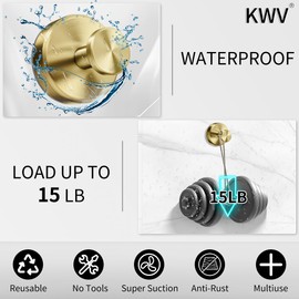 2024 New Suction Cup Hooks for Shower,Luxe Hold No-Drill Stainless Waterproof Suction Cup Hooks for Hanging up to 15lbs,Shower Hook for Inside Showers for Bathroom,Mounting on Glass Doors-Gold,2PCS