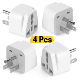 Bates- Universal Adapter, 4 Pack, Travel Adapter, UK to US Plug Adapter, Universal Plug Adapter Plug, Universal Travel Adapter, European to American Plug Adapter, Europe to US Plug Adapter