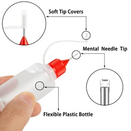 18PCS Precision Needle Tip Glue Applicator Bottles, 6 Color 30ML/1 OZ Fine Needle Tip Squeeze Bottle with Mini Funnel for DIY Paint Paper Quilling Craft Glue Ink Liquid Acrylic Painting, YEAJOIN