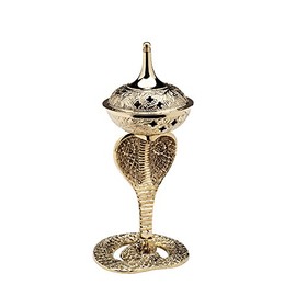 NKlaus Incense Burner Cobra Brass Snake Large Oriental Enamelled Incense Barrel for Incense 7654