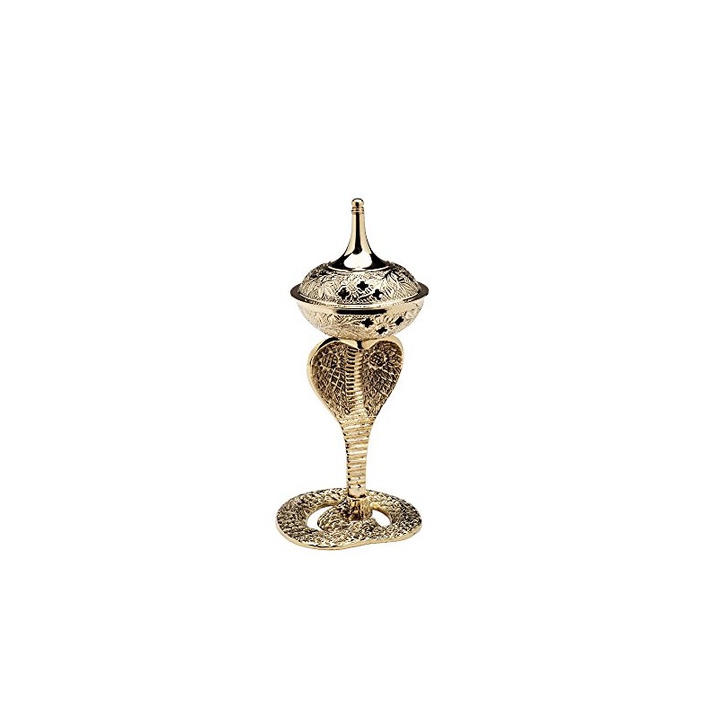 NKlaus Incense Burner Cobra Brass Snake Large Oriental Enamelled Incense
