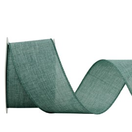 MAYREEL Sage Burlap Wired Ribbon 2.5 Inch Celadon Green Ribbon for Florist Door Wreaths Rustic Wedding Gift Wrapping Farmhouse Crafts Garlands 10 Yards