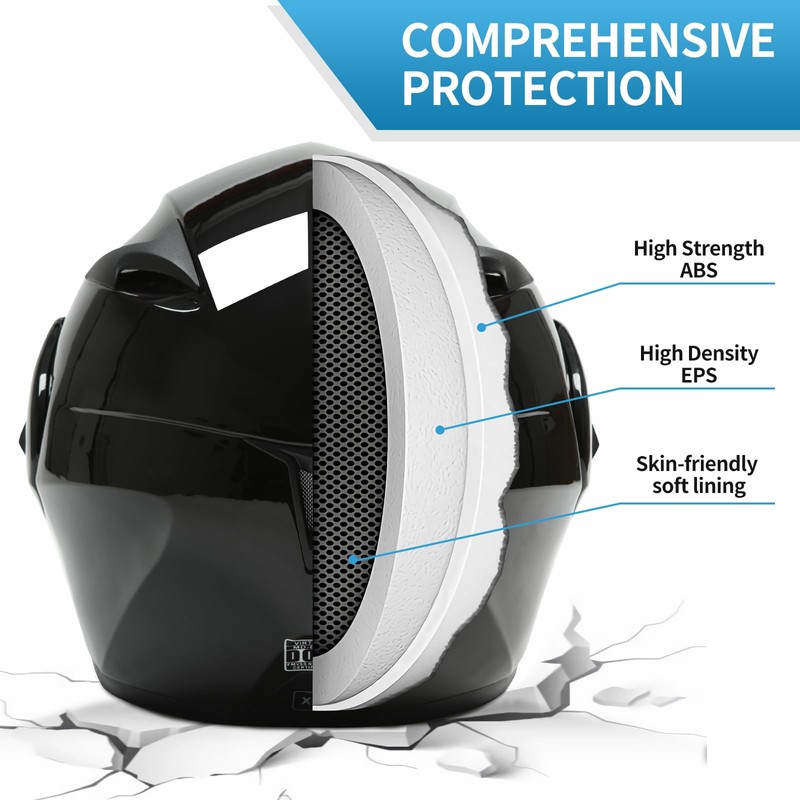 FRBRK Motorcycle Bluetooth Modular Helmet, DOT Approved Dual Visor Full