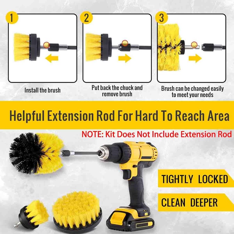 3 Pack Wheel Tire Rim Scrub Brush Wheel Cleaning Brush