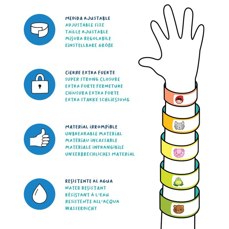 Anpassbare Kinder-Identifikationsarmband. Wasserdicht 5 Einheiten (Fee)