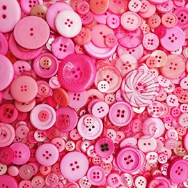 1600 unidades de botones rosas para manualidades a granel, variedad de tamaños, surtido de botones rosas para manualidades, costura, arte DIY, decoración
