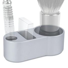 Linkidea Razor Stand, Opening Diameter 14mm, Razor Stand for Men, Brush and Blade Compatible with Merkur MK-34C, MK-23C, Vikings Blade the Chieftain (Silver)