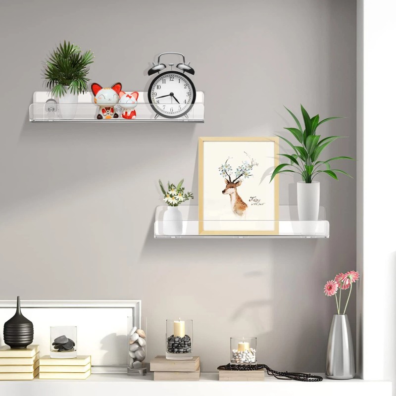 Jiepai Acrylic Shower Caddy Shelves 2 Pack Adhesive Bathroom Storage
