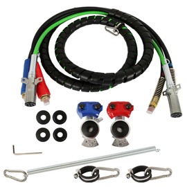 GENRICS 12FT 3 in 1 ABS & Power Airlines Hose Wrap Kit 7 Way Electrical Cable Replacement for Semi Truck Tractor Trailer with 2X Glad Hands, 1 Tender Spring, 2 Air Line Clamp, 4X Rubber Seals