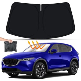 LUNQIN Car Sun Shade for Mazda CX-5 CX5 2017 2018 2019 2020 2021 2022 2023 2024 2025 SUV Auto Interior Accessories Front Windshield Sunshade Foldable Insulation Protector Window Curtains Cover Visor