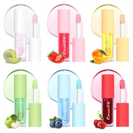 BoloShine 6pcs Plumping Lip Gloss Tinted, Fruit Flavoured Moisturizing Lip Oil Long Lasting Nourishing Lipgloss, Liquid Hydrating Lip Plumper Tube Cosmetic for Women
