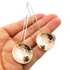 Hammered Copper and 925 Silver Threader Circle Drop Earrings Handmade