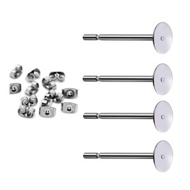 400pcs Hypoallergenic Stainless Steel Earrings Posts Flat Pad Blank Earring Pin Studs with Butterfly Earring Backs for Jewelry Making Findings (4mm)