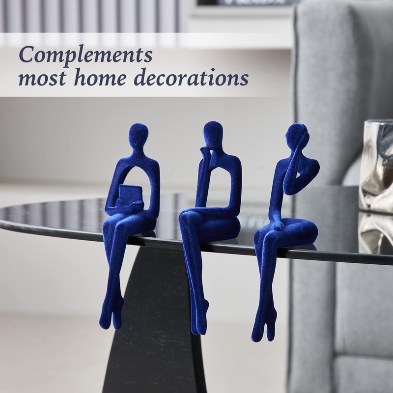 Octdays Blue Thinker Statue for Home Decor Modern Minimalist Sculpture