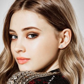 INFINIONLY Delicate Anchor Earrings, 925 Sterling Silver Earrings for Women Girls, Simple Boat Anchor with Cubic Zirconia Stud Earrings, Hypoallergenic Earrings, Sterling Silver, Cubic Zirconia