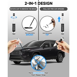 EVOOOR 202 Black Touch Up Paint Compatible with Toyota Exact Match 2 in 1 Touch up Paint for Chips and Nicks Repair