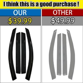LETINGFAR Tape-on Rain Guards for 2013-2016 Nissan Pathfinder, for 2013-2016 Nissan Pathfinder AccessoriesSide Vent Visors Shades Window Deflectors for Nissan Pathfinder