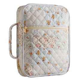 Bible Cover Case for Women,Bible Tote Bag Large Quilted Bible Cover with Durable Handle Carrying Case for Girls Bible Study Supplies Accessories,Christmas Christian Gifts for Women (Spliced Flower)