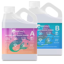 BBDINO - Kit de fabricación de moldes de silicona 20A para hacer moldes, fabricación de moldes de silicona translúcidos 38.8 onzas, 1A: 1B por volumen, silicona líquida para hacer moldes de resina
