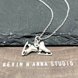 Sterling Silver Ice Skating 3D Charm Necklace, 18"