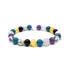 Arthritis and Pain Support Bracelet - Stretch Crystal Bead Gemstone Bracelet - Includes Gift Box with crystal meaning Information Tag