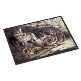 Caroline's Treasures BDBA0157JMAT Wolf Wolves by The Den Door Mat, Indoor Rug or Outdoor Welcome Mat 24x36 Doormat, 24H X 36W, Multicolor