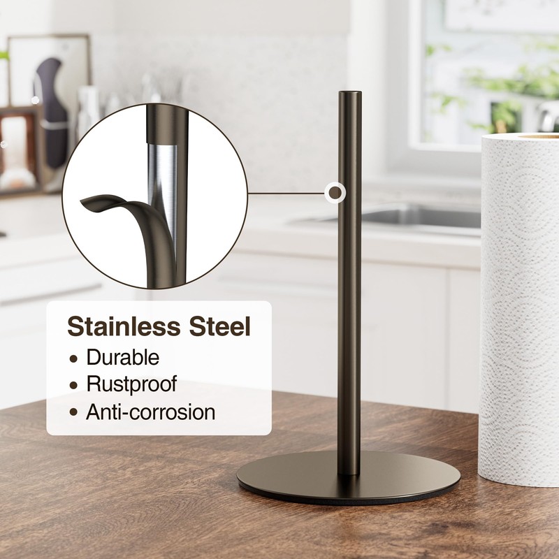 Oil-Rubbed Bronze Paper Towel Holder - Free-Standing Kitchen Roll Holder,