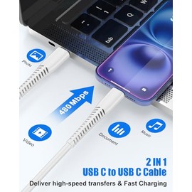Paquete de 10 cables USB C a USB C a granel para iPhone 17/Air/16/15 Pro Max, cable de carga rápida tipo C de 60 W PD 3.0 compatible con MacBook Pro/A