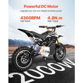 48V 4300rpm Upgraded Speed Controller 2000W Electric Brushless DC Motor Kit with Throttle Grip for Go Karts Electric Bicycleswith handle or not ?: with Handle, Size: Size 2000W/48V