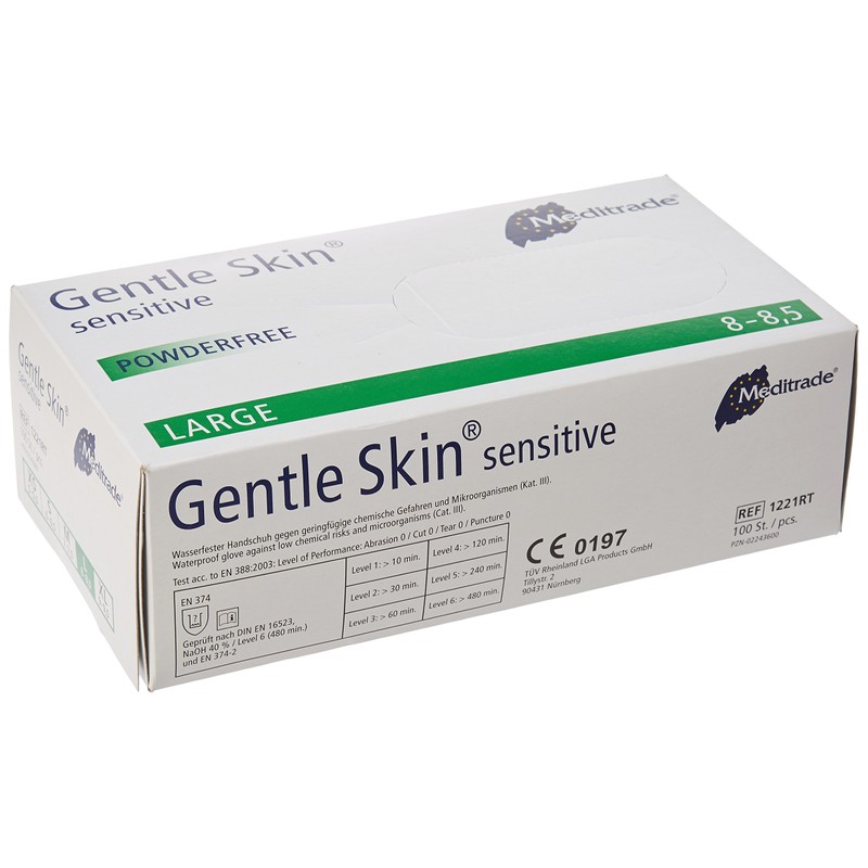 Meditrade Gentle Skin Sensitive 1221RLT Einweghandschuhe Packung mit 1 Stück