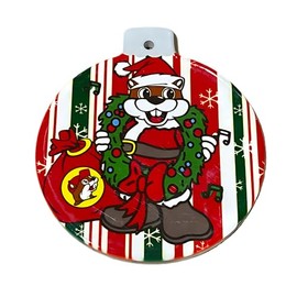 Buc-ee's Striped Santa Christmas Flat Ceramic Ornament