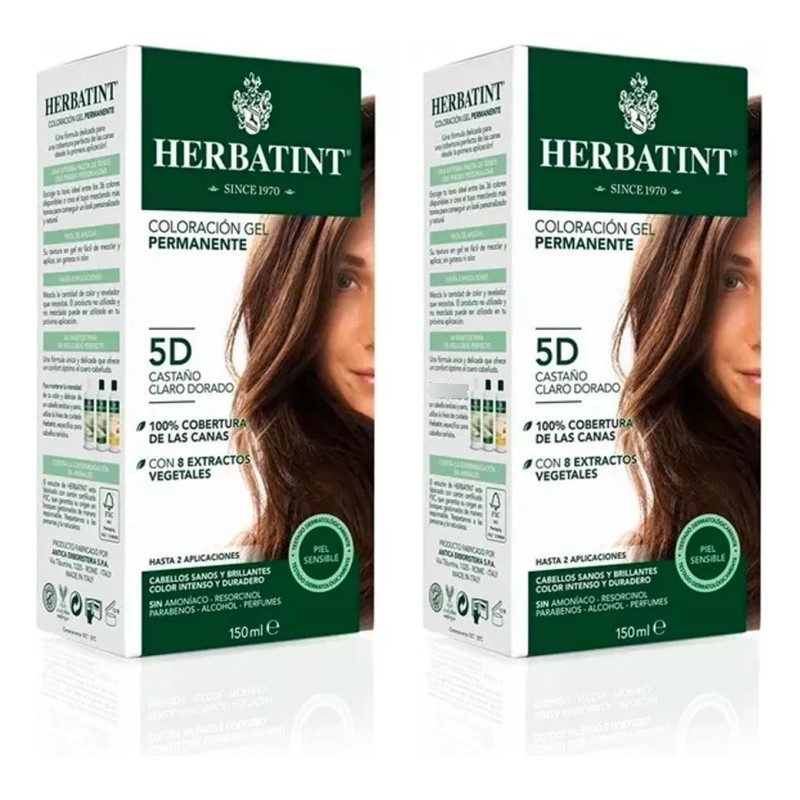 Herbatint Tinte Sin Amoniaco 5d Castaño Claro Dorado Pack 2
