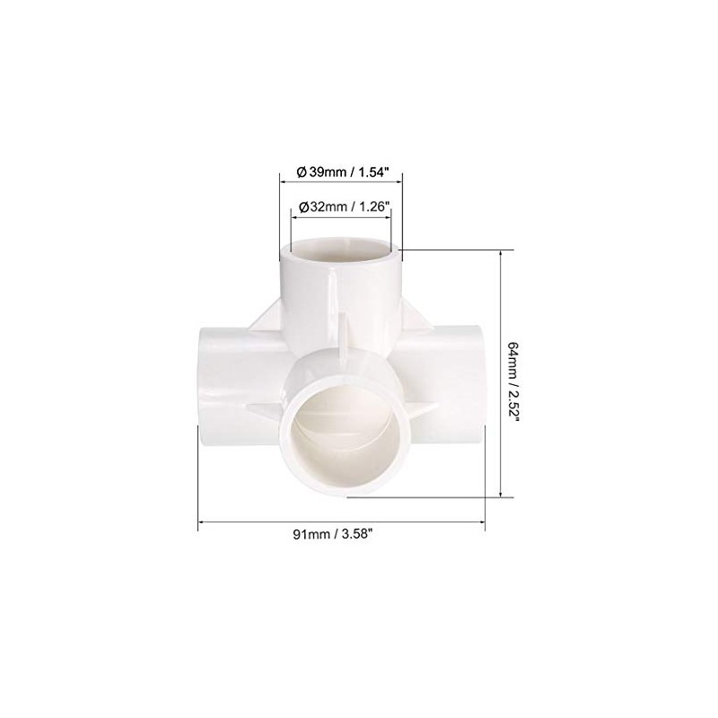 sourcing map 4 Way Elbow PVC Pipe Fitting Furniture Grade
