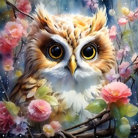 OFRKE - Kits de pintura de diamantes para adultos, principiantes, kits de arte de diamantes 5D con diamantes redondos, arte de gemas de taladro completo, pintura de búho para decoración de pared del