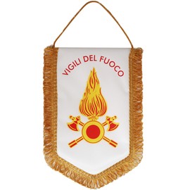 Sfiziosa Gagliardetto Araldico Vigili del Fuoco Pentagonale Misura 20x28 cm